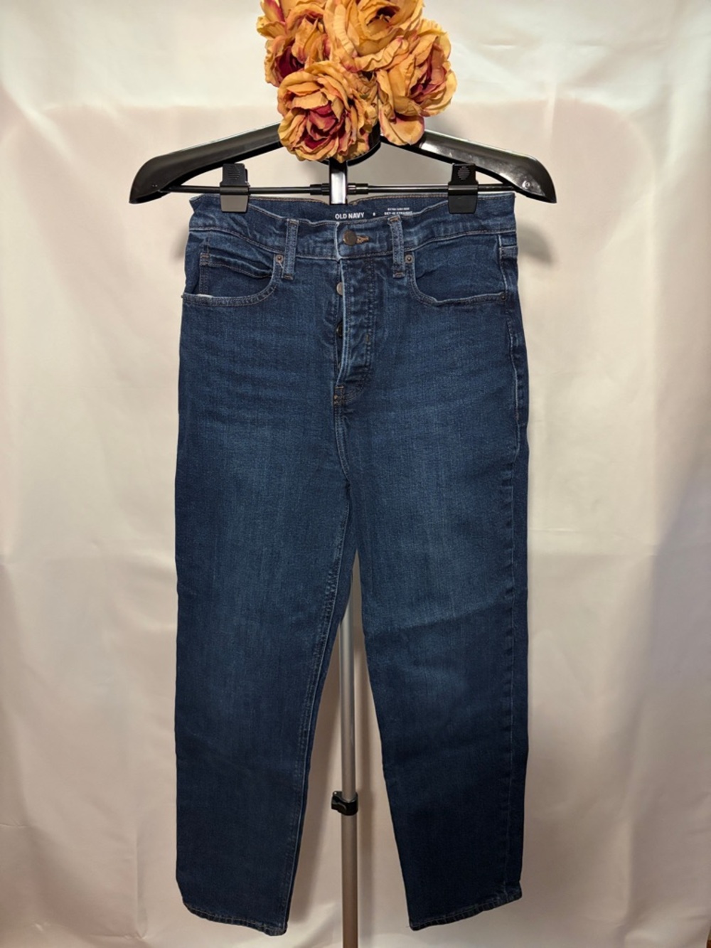 Old Navy Dark Indigo High-Rise Straight Leg Jeans